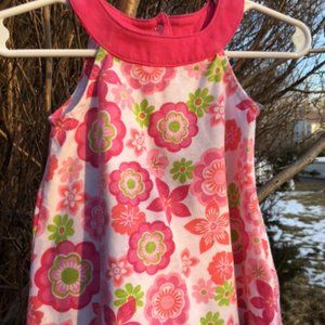 Cute, Fushia Pink,& White, Flowered Tunic/Dress, EUC & Matching onesie 3-6mnths